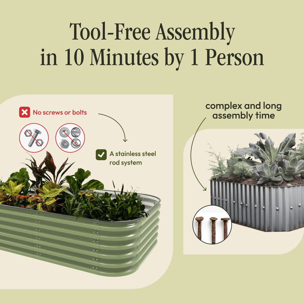 Tool-Free Metal Raised Garden Bed