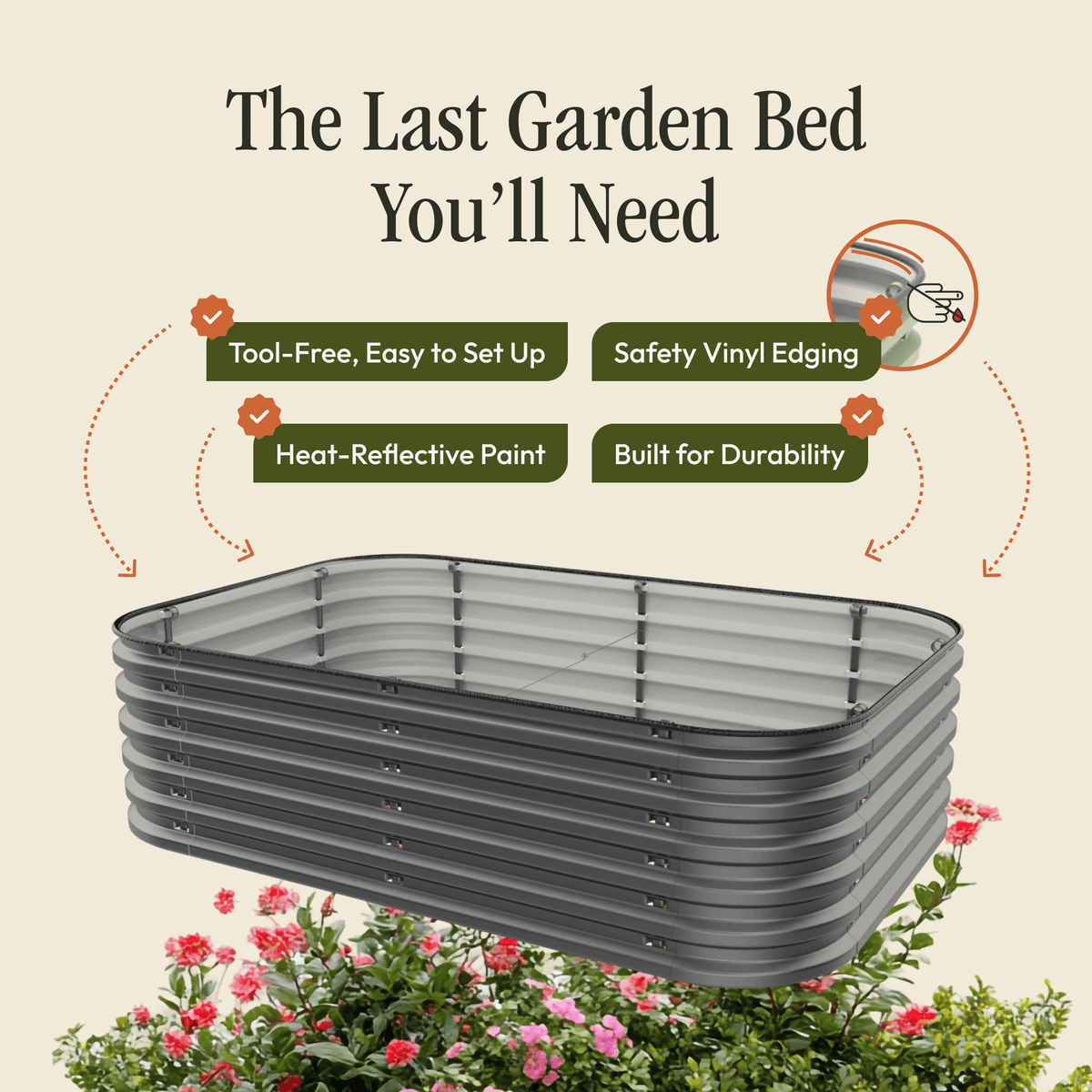Tool-Free Metal Raised Garden Bed