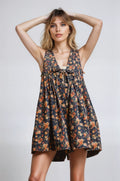 Vintage Floral Washed Denim Romper