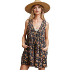 Vintage Floral Washed Denim Romper
