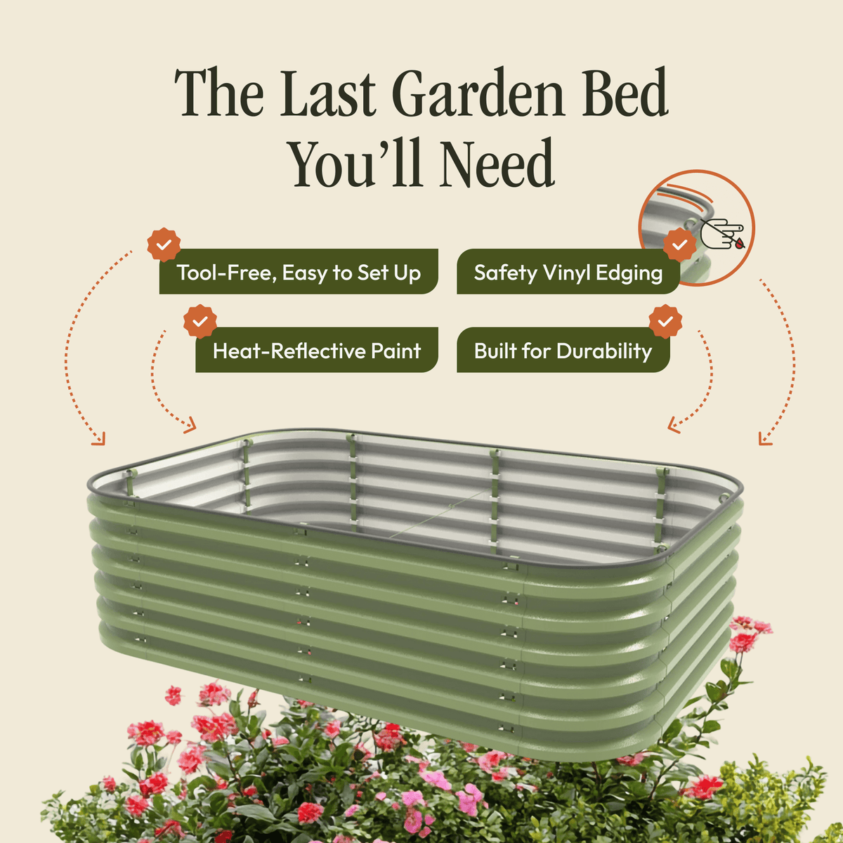 Tool-Free Metal Raised Garden Bed