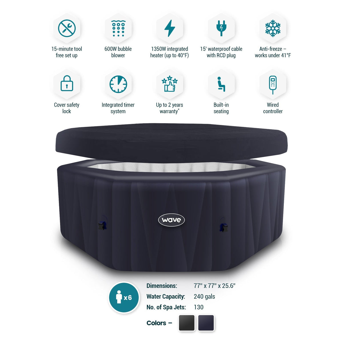 6-Person Inflatable Octagon Hot Tub