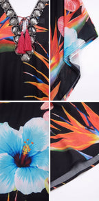 Flowy Rhinestone V-Neck Caftan Dress