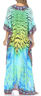 Flowy Rhinestone V-Neck Caftan Dress