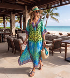 Flowy Rhinestone V-Neck Caftan Dress