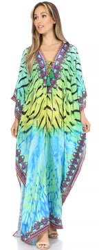 Flowy Rhinestone V-Neck Caftan Dress