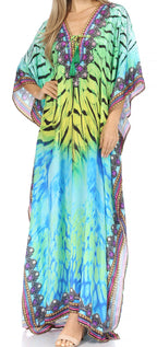 Flowy Rhinestone V-Neck Caftan Dress