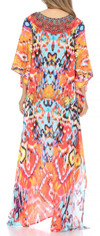 Flowy Rhinestone V-Neck Caftan Dress