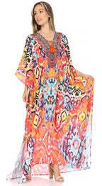 Flowy Rhinestone V-Neck Caftan Dress