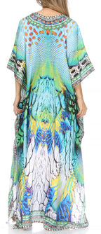 Flowy Rhinestone V-Neck Caftan Dress