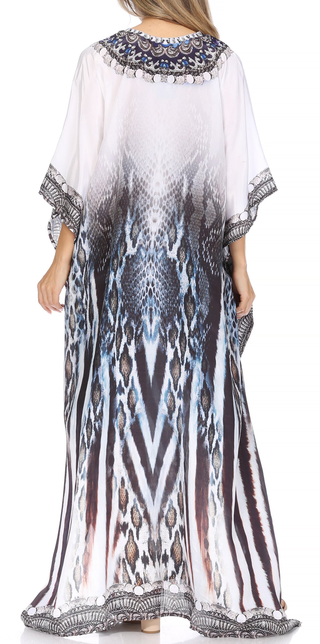 Flowy Rhinestone V-Neck Caftan Dress