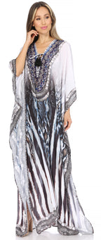 Flowy Rhinestone V-Neck Caftan Dress
