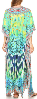 Flowy Rhinestone V-Neck Caftan Dress