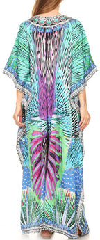 Flowy Rhinestone V-Neck Caftan Dress