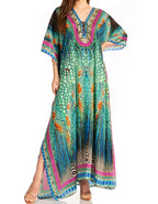 Flowy Rhinestone V-Neck Caftan Dress