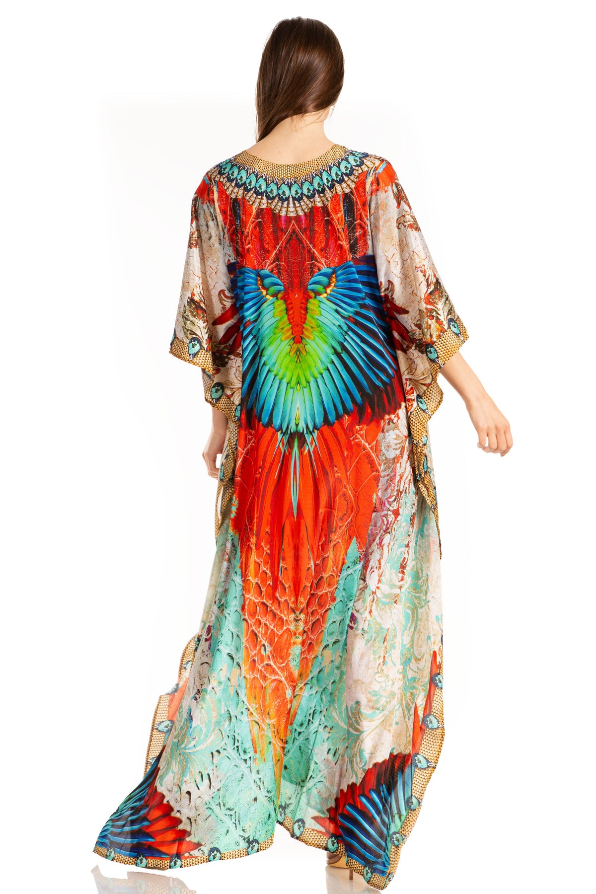 Flowy Rhinestone V-Neck Caftan Dress