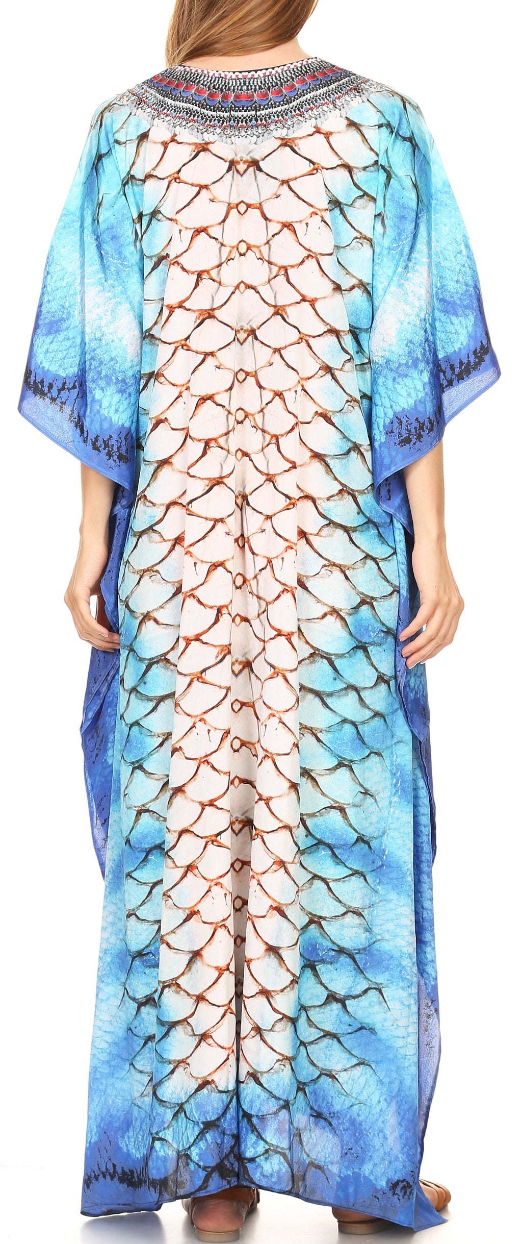Flowy Rhinestone V-Neck Caftan Dress