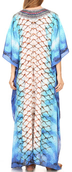 Flowy Rhinestone V-Neck Caftan Dress