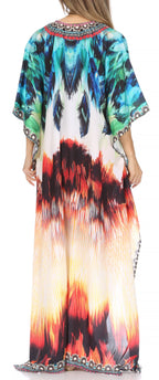 Flowy Rhinestone V-Neck Caftan Dress