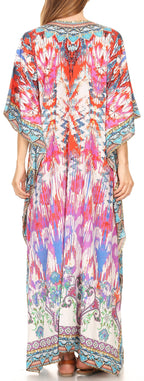 Flowy Rhinestone V-Neck Caftan Dress