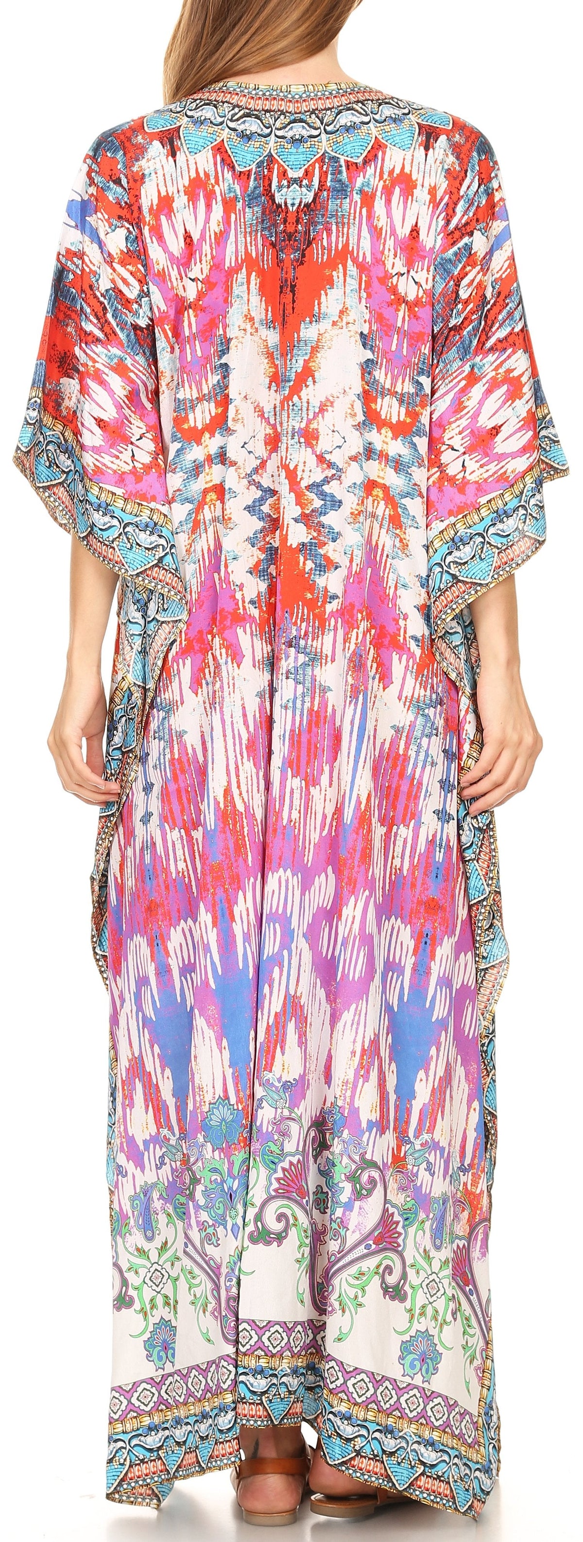 Flowy Rhinestone V-Neck Caftan Dress