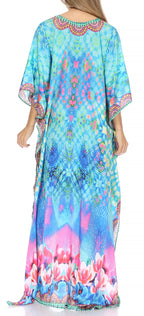 Flowy Rhinestone V-Neck Caftan Dress