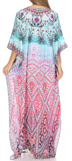 Flowy Rhinestone V-Neck Caftan Dress
