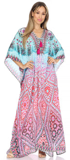 Flowy Rhinestone V-Neck Caftan Dress