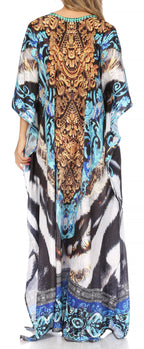 Flowy Rhinestone V-Neck Caftan Dress