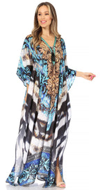 Flowy Rhinestone V-Neck Caftan Dress