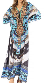 Flowy Rhinestone V-Neck Caftan Dress