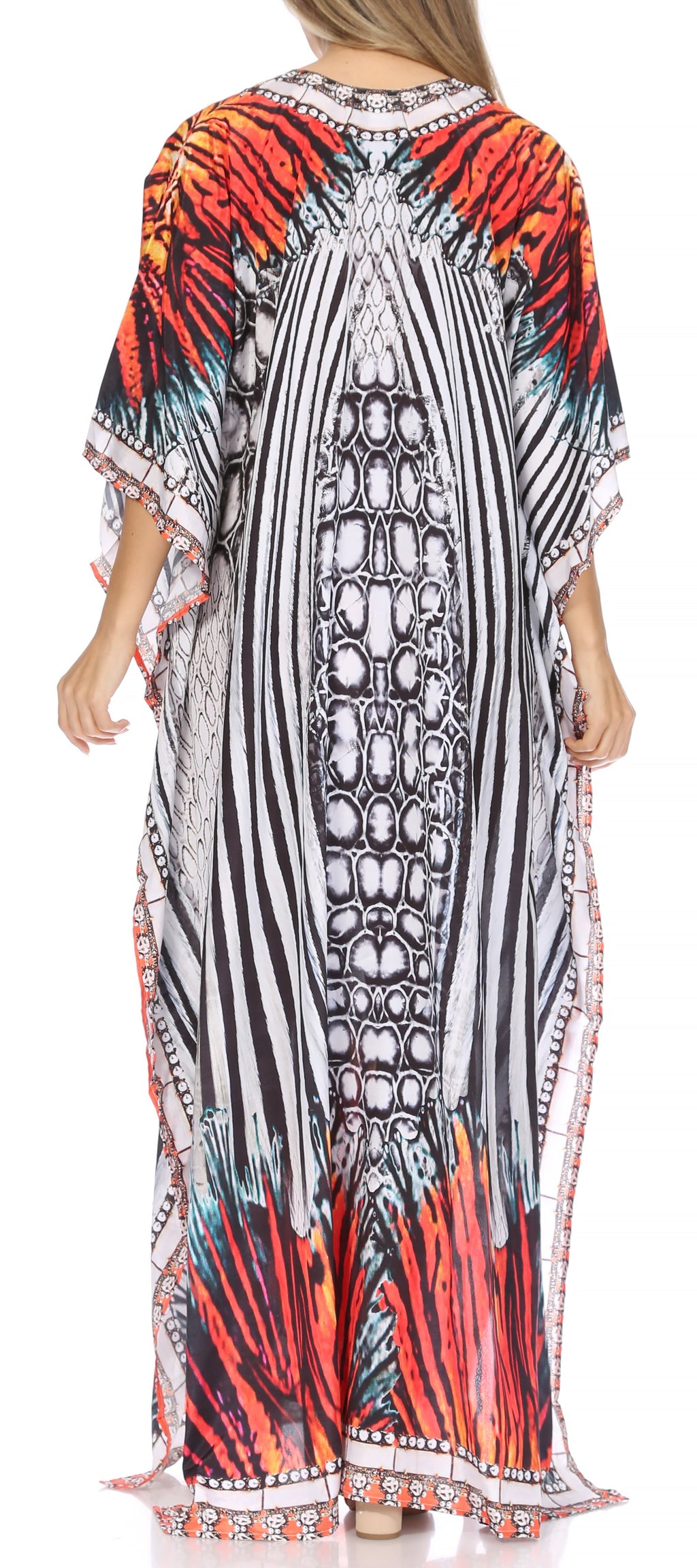 Flowy Rhinestone V-Neck Caftan Dress