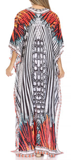 Flowy Rhinestone V-Neck Caftan Dress