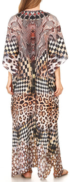 Flowy Rhinestone V-Neck Caftan Dress