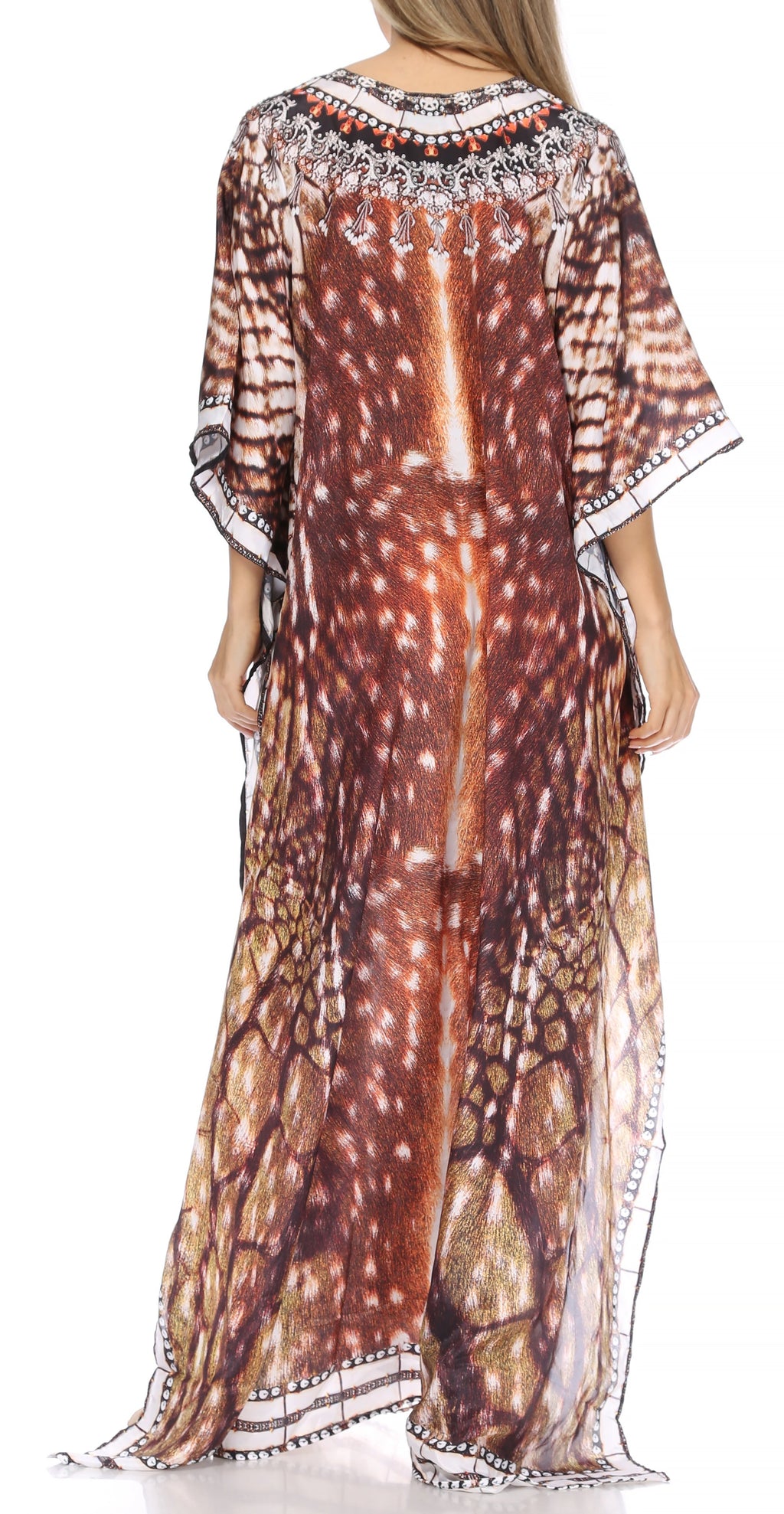 Flowy Rhinestone V-Neck Caftan Dress