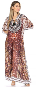 Flowy Rhinestone V-Neck Caftan Dress