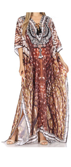 Flowy Rhinestone V-Neck Caftan Dress