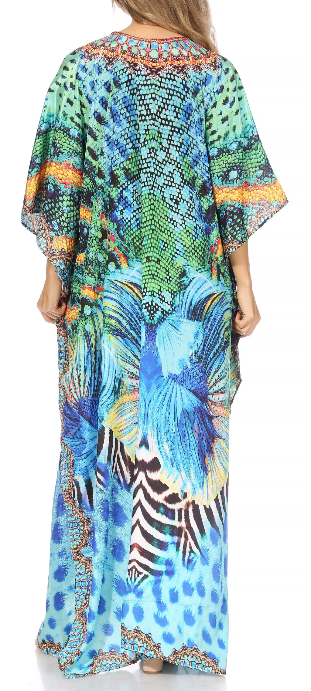 Flowy Rhinestone V-Neck Caftan Dress
