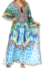 Flowy Rhinestone V-Neck Caftan Dress