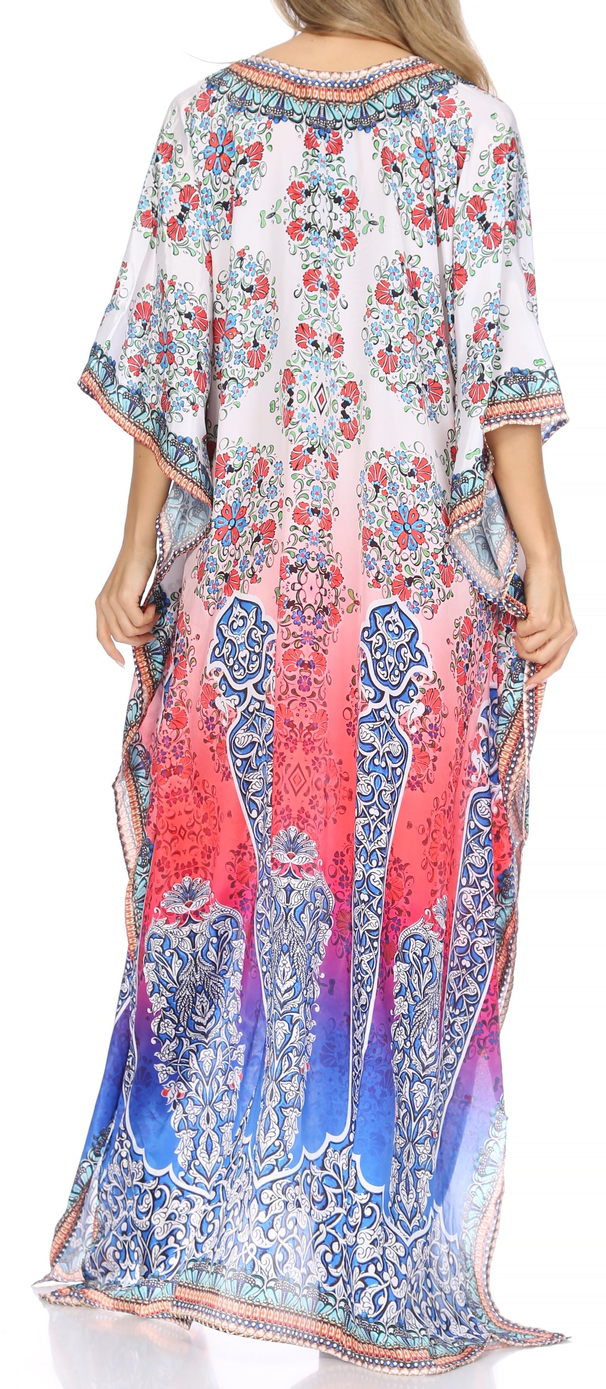 Flowy Rhinestone V-Neck Caftan Dress