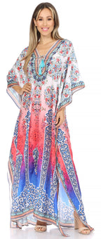 Flowy Rhinestone V-Neck Caftan Dress