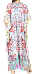 Flowy Rhinestone V-Neck Caftan Dress