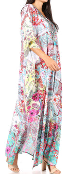 Flowy Rhinestone V-Neck Caftan Dress