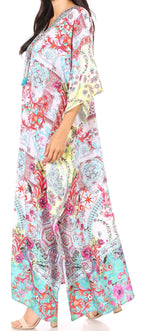Flowy Rhinestone V-Neck Caftan Dress