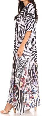 Flowy Rhinestone V-Neck Caftan Dress
