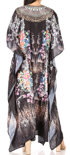 Flowy Rhinestone V-Neck Caftan Dress