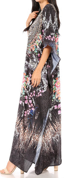 Flowy Rhinestone V-Neck Caftan Dress