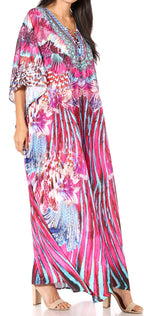 Flowy Rhinestone V-Neck Caftan Dress