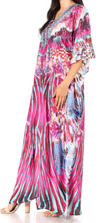 Flowy Rhinestone V-Neck Caftan Dress