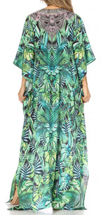 Flowy Rhinestone V-Neck Caftan Dress